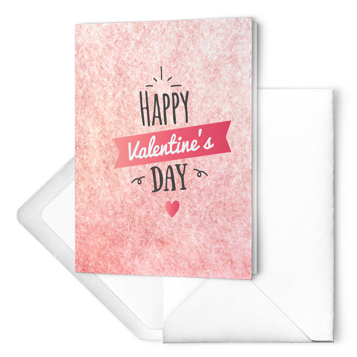 Happy Valentine's day with red heart- Folded Greeting Card (Pack of 10/30/50 pcs)