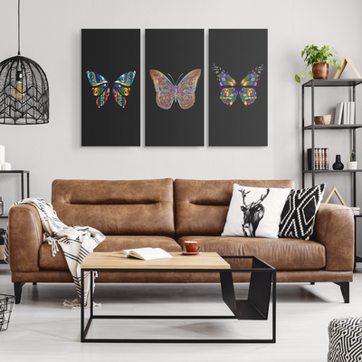 The chromatic butterflies - 3 Piece Canvas wall art