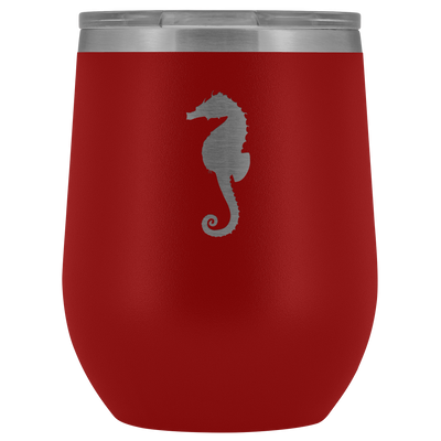 Sea horse stainless steel vacuum insulated Stemless Wine Tumbler with clear lid