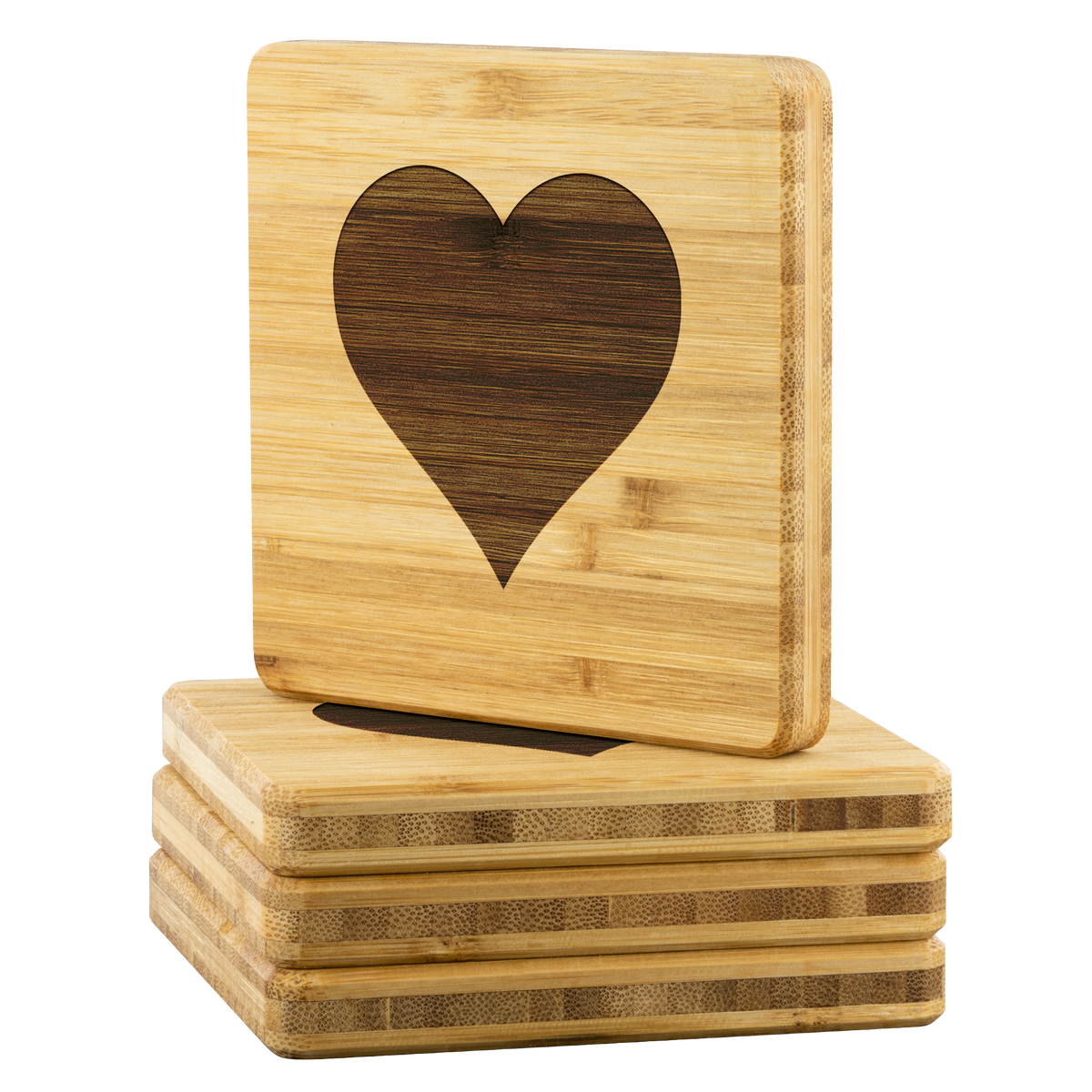 Heart Bamboo Coaster (set of 4)