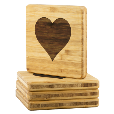 Heart Bamboo Coaster (set of 4)