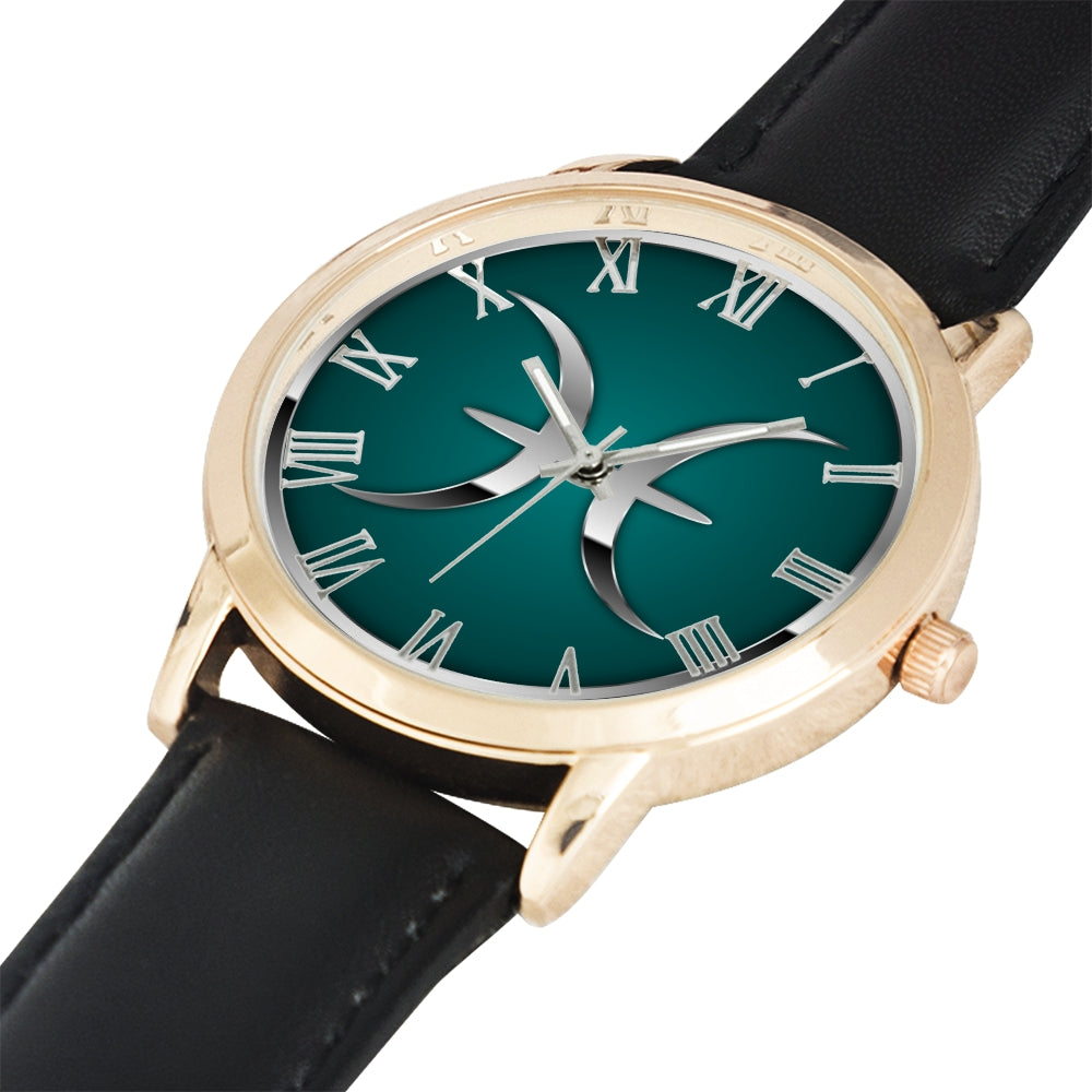 Zodiac Pisces design genuine Leather 32mm / 38mm automatic water resistant Quartz wrist watch