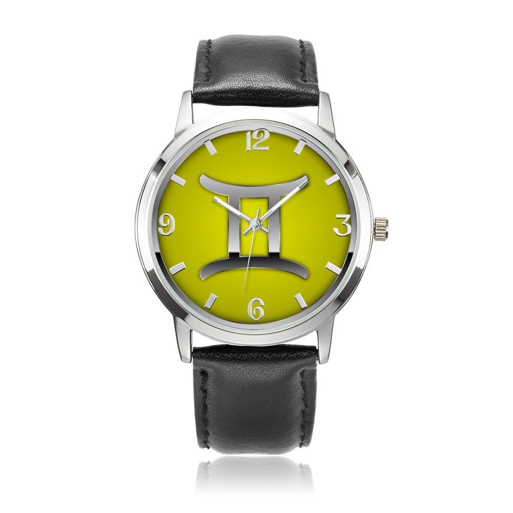 Zodiac Gemini design genuine Leather 32mm / 38mm automatic water resistant Quartz wrist watch