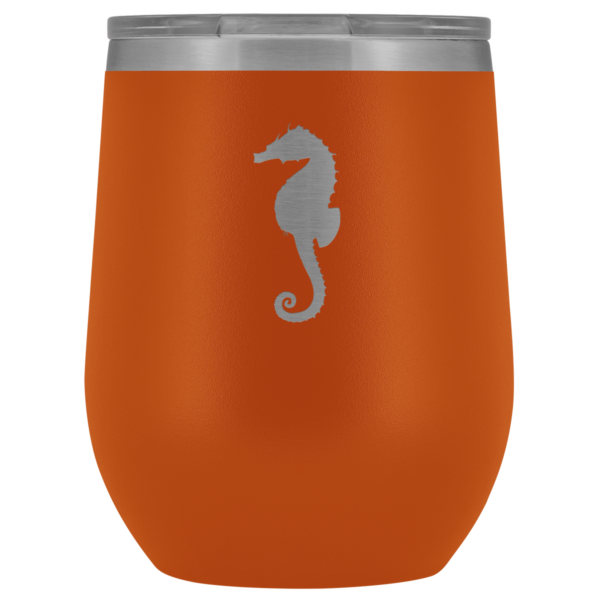 Sea horse stainless steel vacuum insulated Stemless Wine Tumbler with clear lid