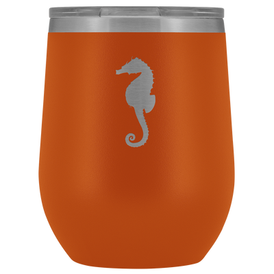 Sea horse stainless steel vacuum insulated Stemless Wine Tumbler with clear lid